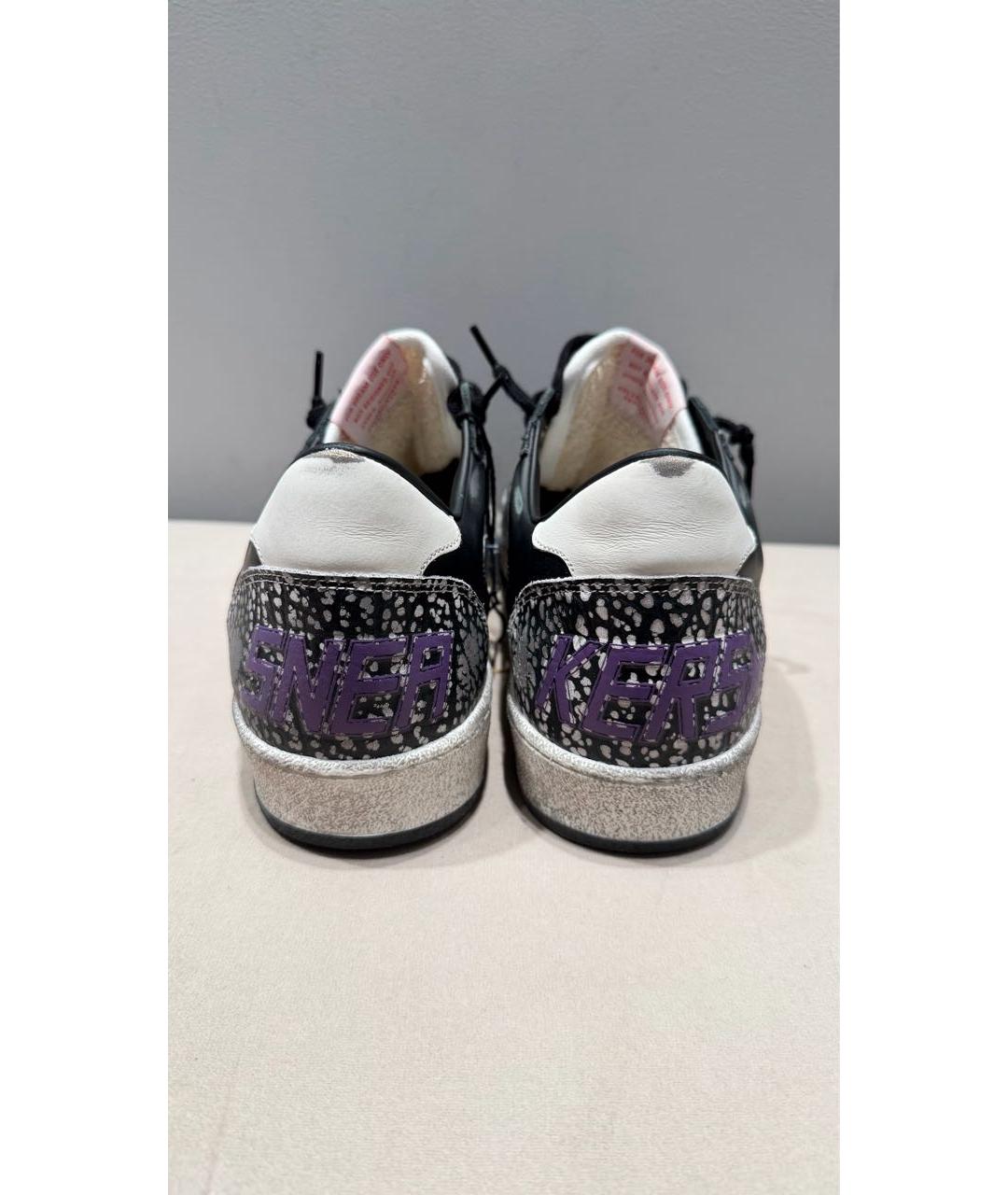 GOLDEN GOOSE Черные кожаные низкие кроссовки / кеды, фото 4