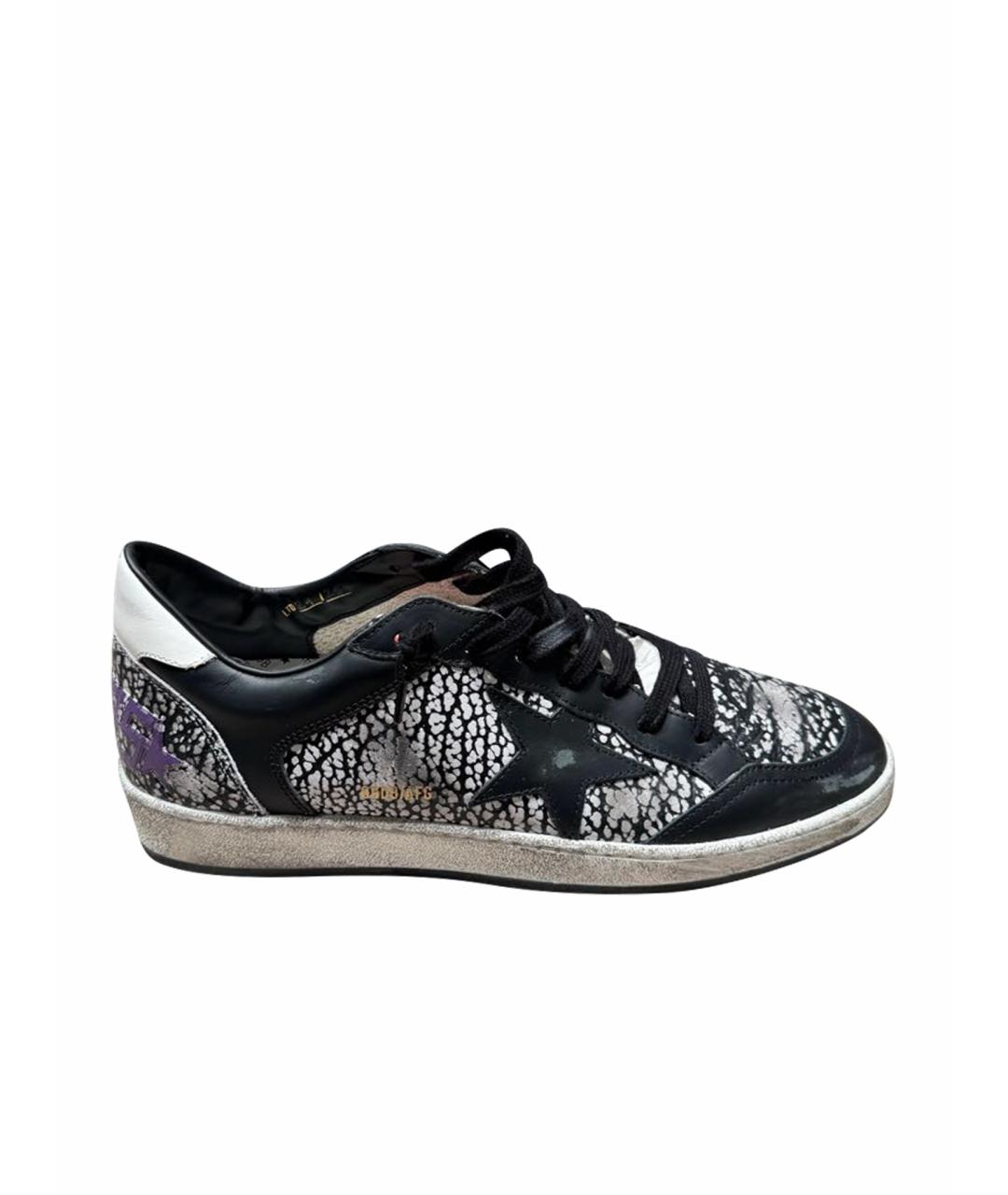 GOLDEN GOOSE Черные кожаные низкие кроссовки / кеды, фото 1