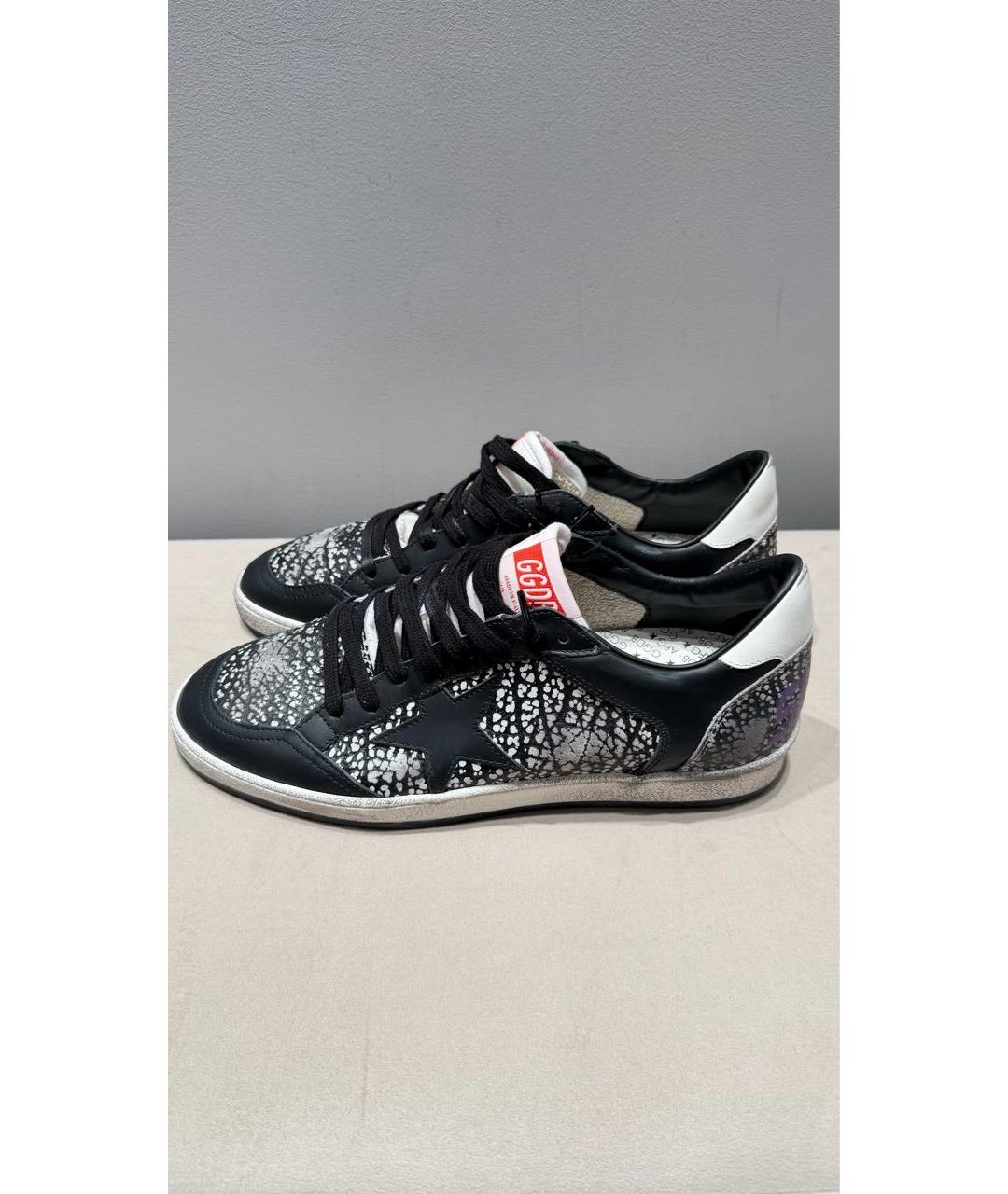 GOLDEN GOOSE Черные кожаные низкие кроссовки / кеды, фото 5