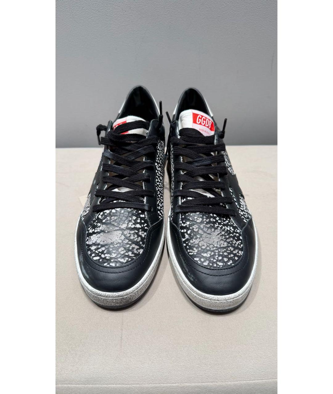 GOLDEN GOOSE Черные кожаные низкие кроссовки / кеды, фото 2