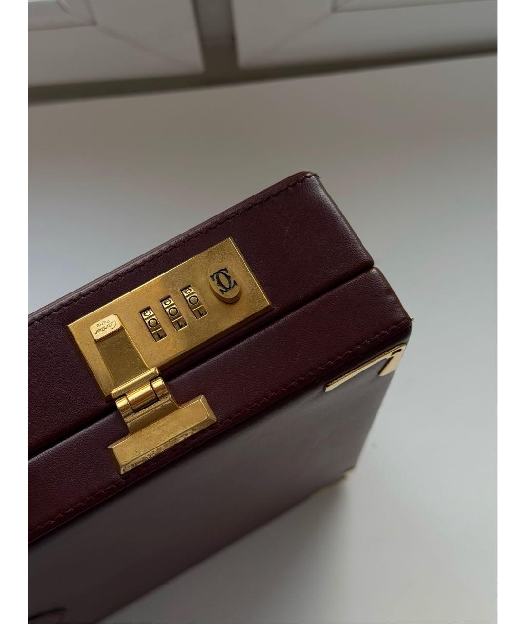 CARTIER Бордовый кожаный портфель, фото 2