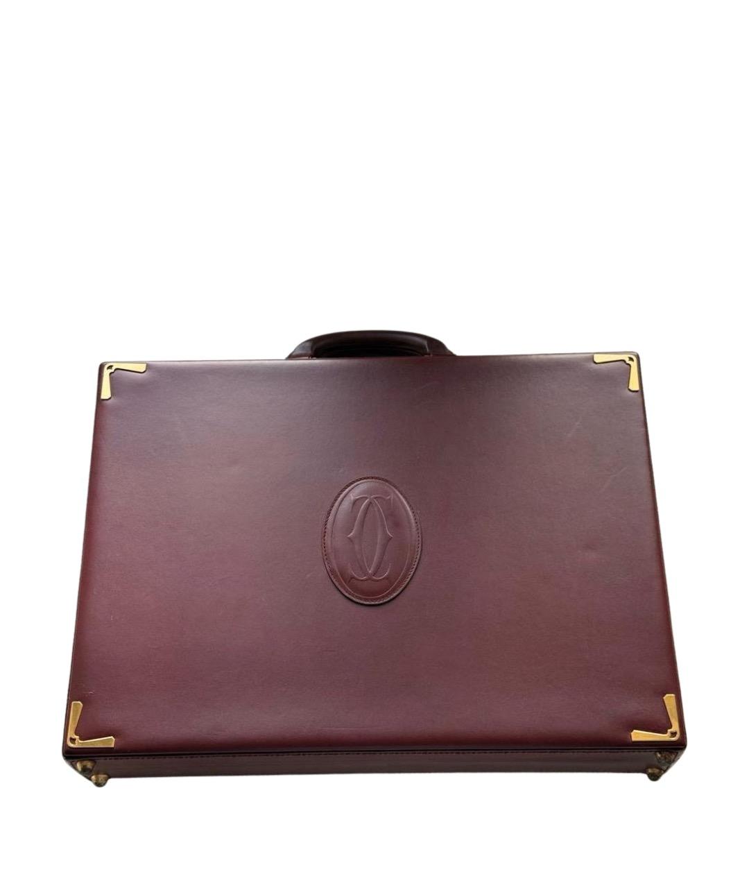 CARTIER Бордовый кожаный портфель, фото 1