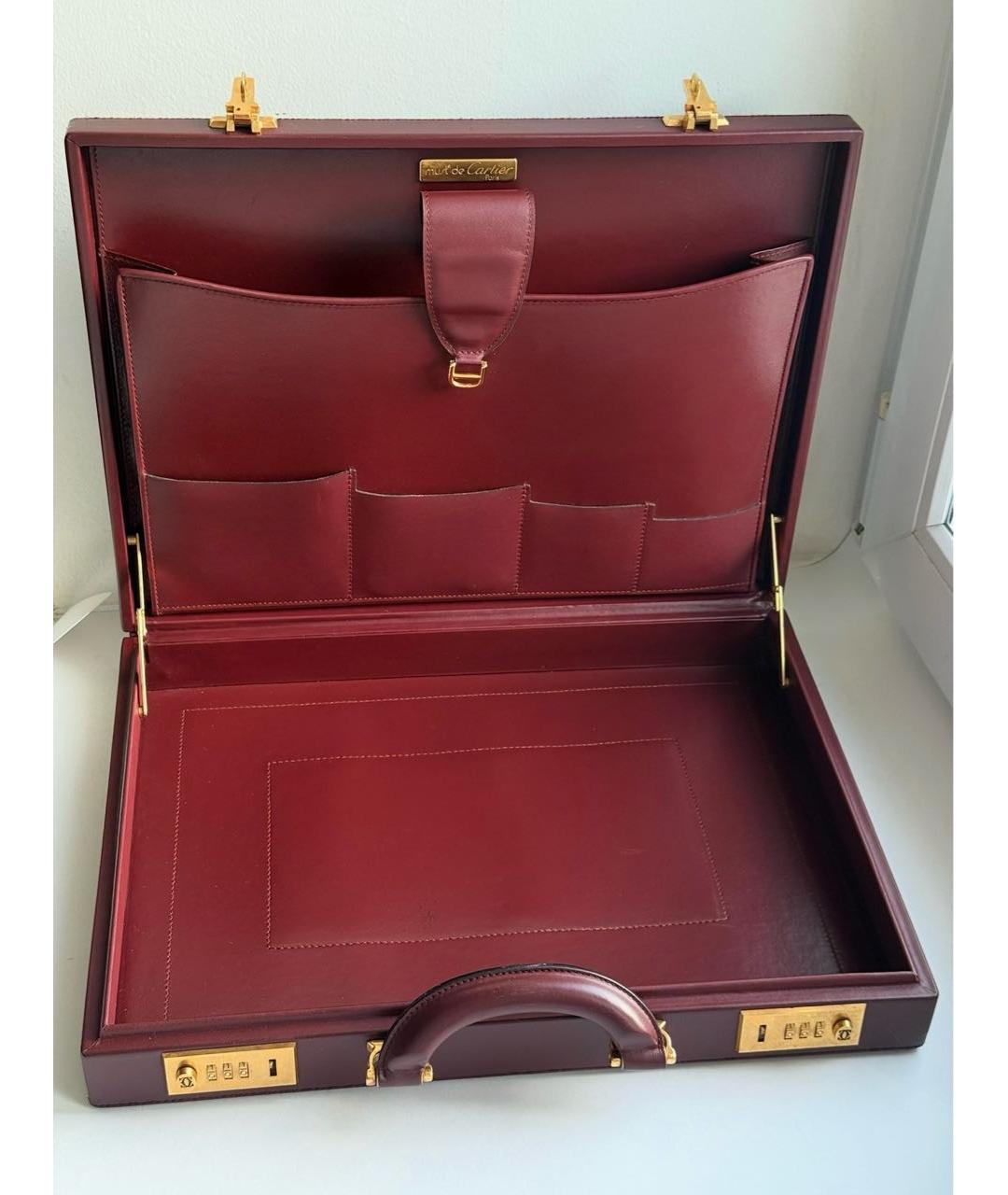 CARTIER Бордовый кожаный портфель, фото 3