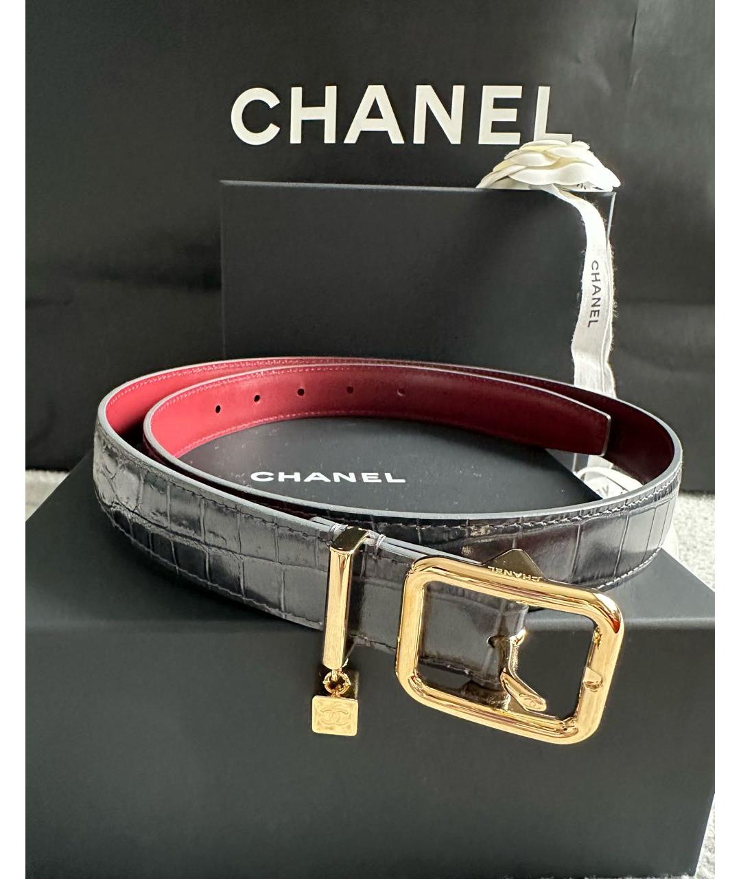 CHANEL Черный кожаный ремень, фото 2
