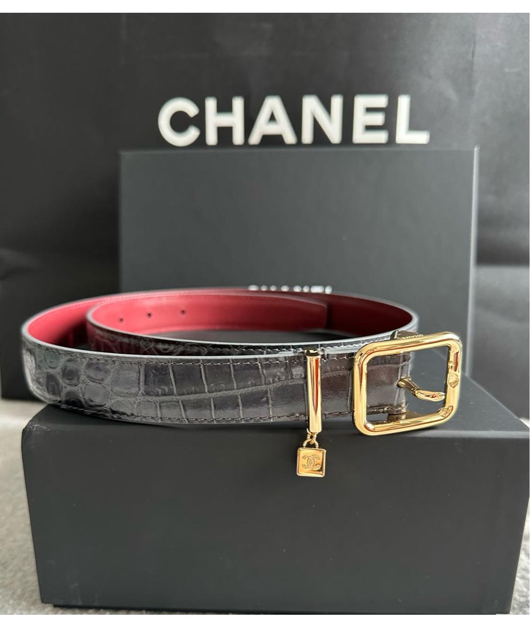 CHANEL Черный кожаный ремень, фото 7