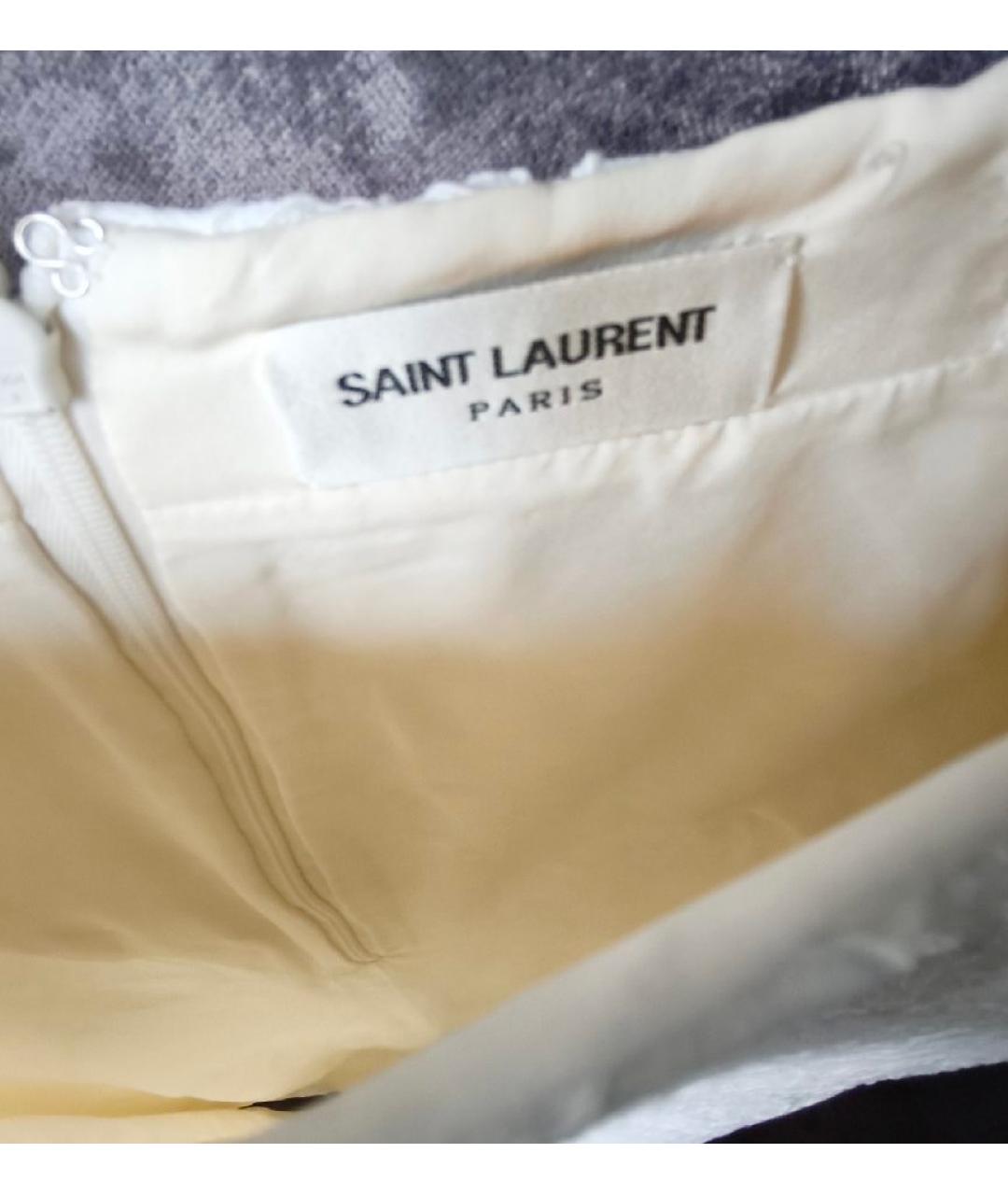 SAINT LAURENT Белое шелковое коктейльное платье, фото 7