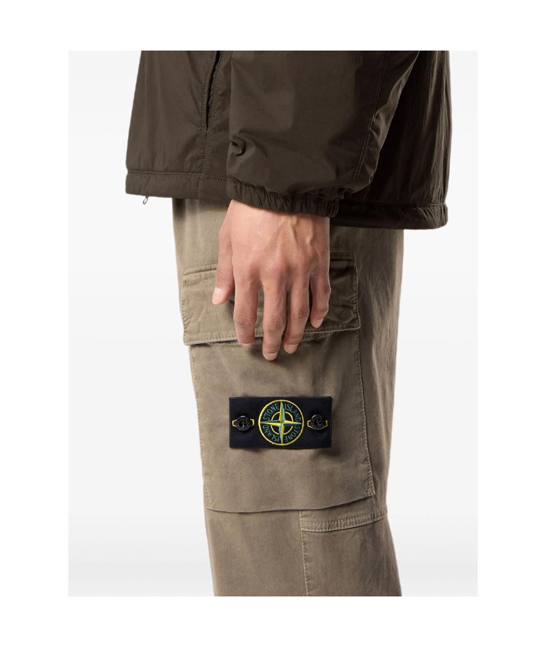 STONE ISLAND Зеленые хлопковые повседневные брюки, фото 4