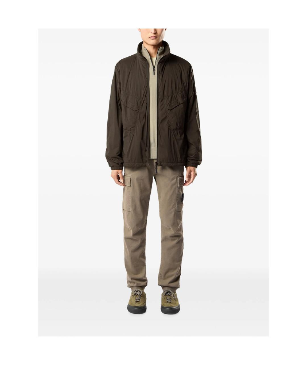 STONE ISLAND Зеленые хлопковые повседневные брюки, фото 3