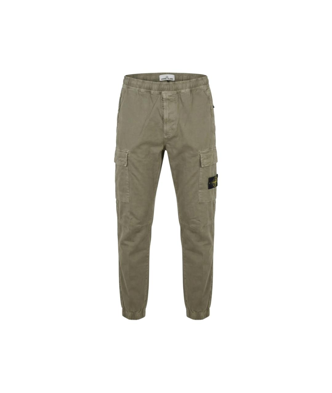 STONE ISLAND Зеленые хлопковые повседневные брюки, фото 1