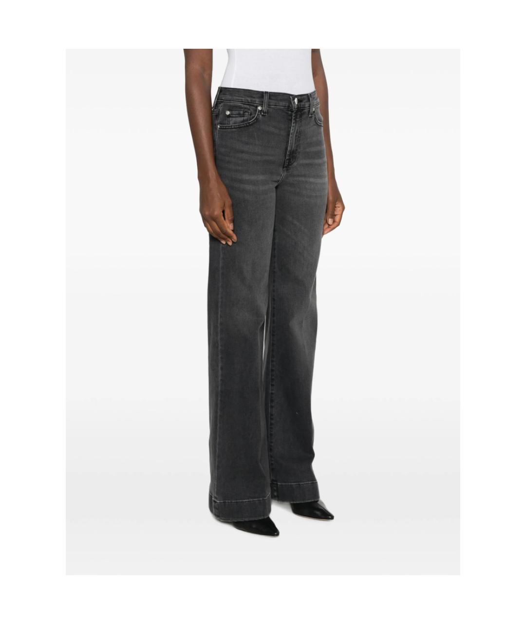 7 FOR ALL MANKIND Черные хлопковые прямые джинсы, фото 3