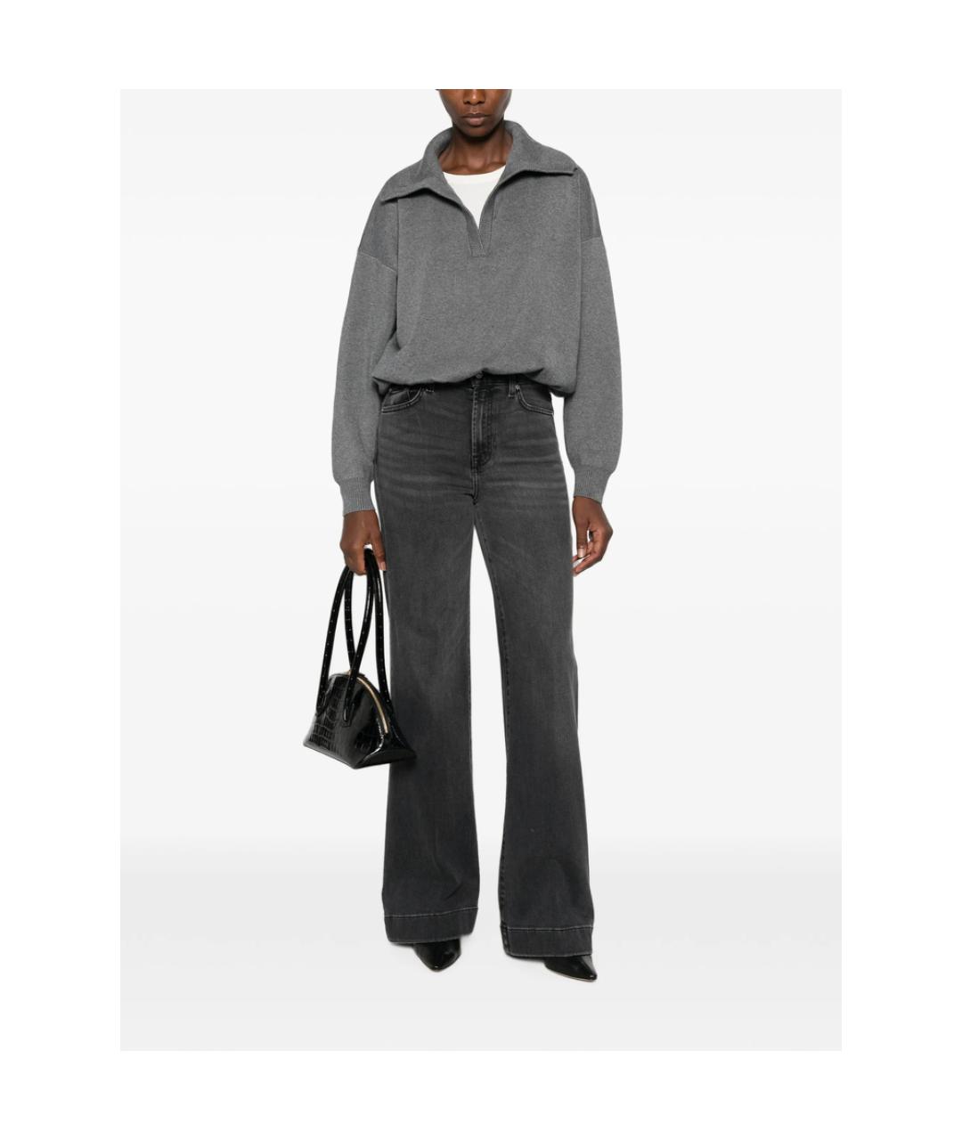 7 FOR ALL MANKIND Черные хлопковые прямые джинсы, фото 5