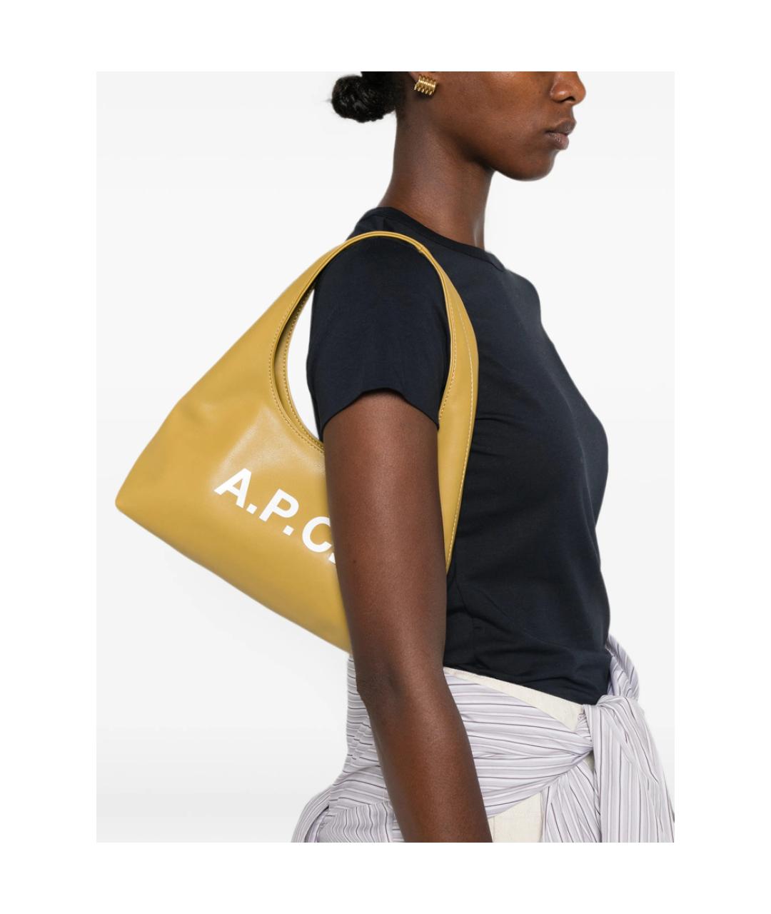 A.P.C. Желтая синтетическая сумка через плечо, фото 5
