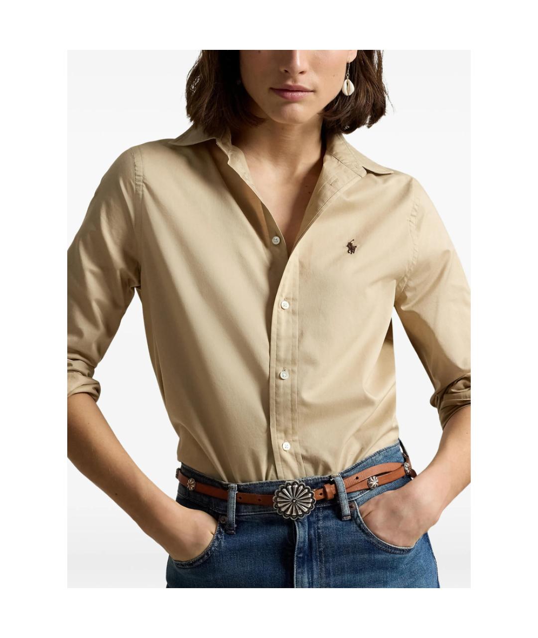 RALPH LAUREN Бежевая хлопковая рубашка, фото 2