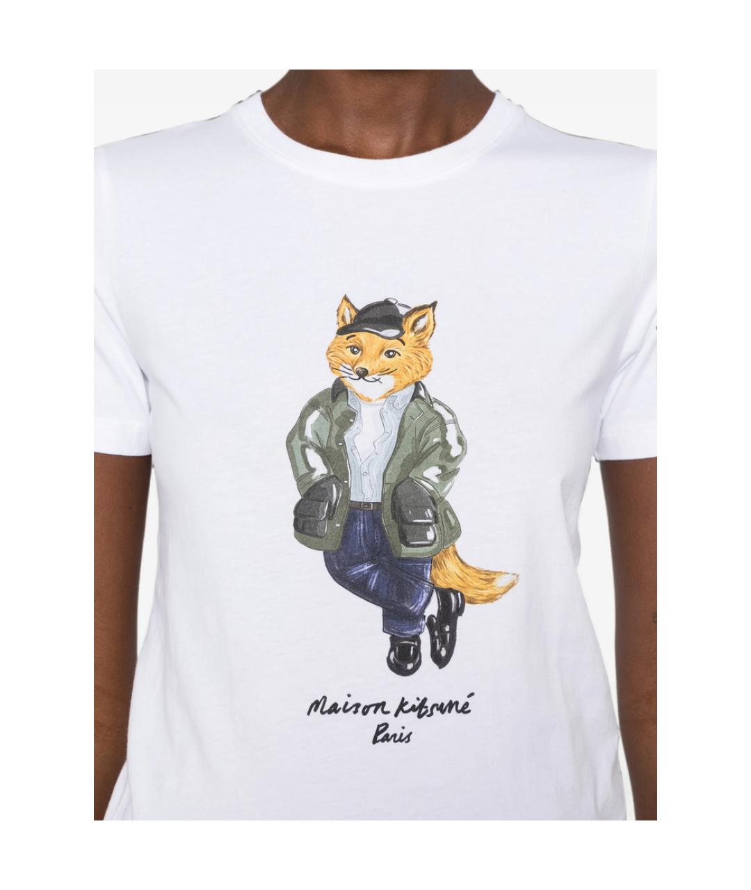 MAISON KITSUNE Белая хлопковая футболка, фото 3