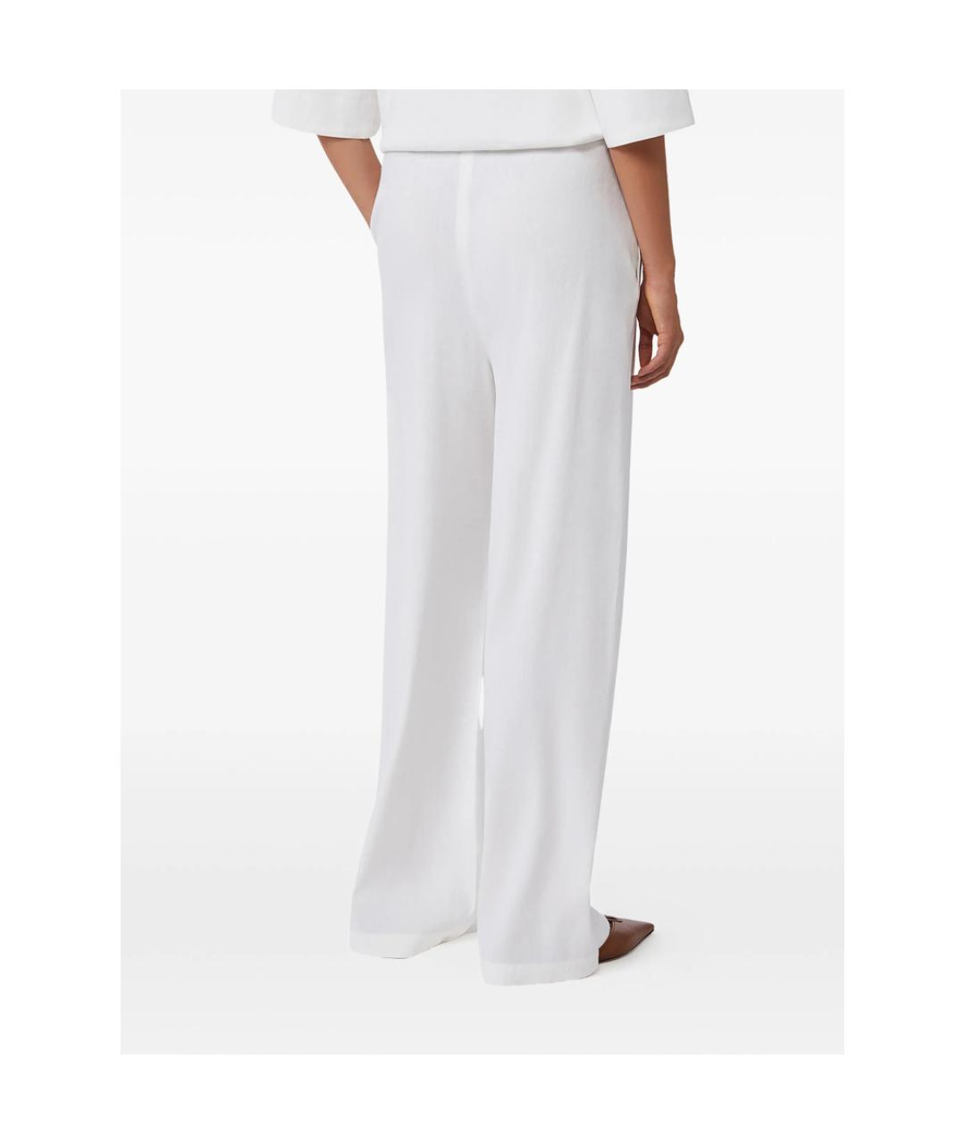 MAX MARA Белые льняные брюки широкие, фото 2