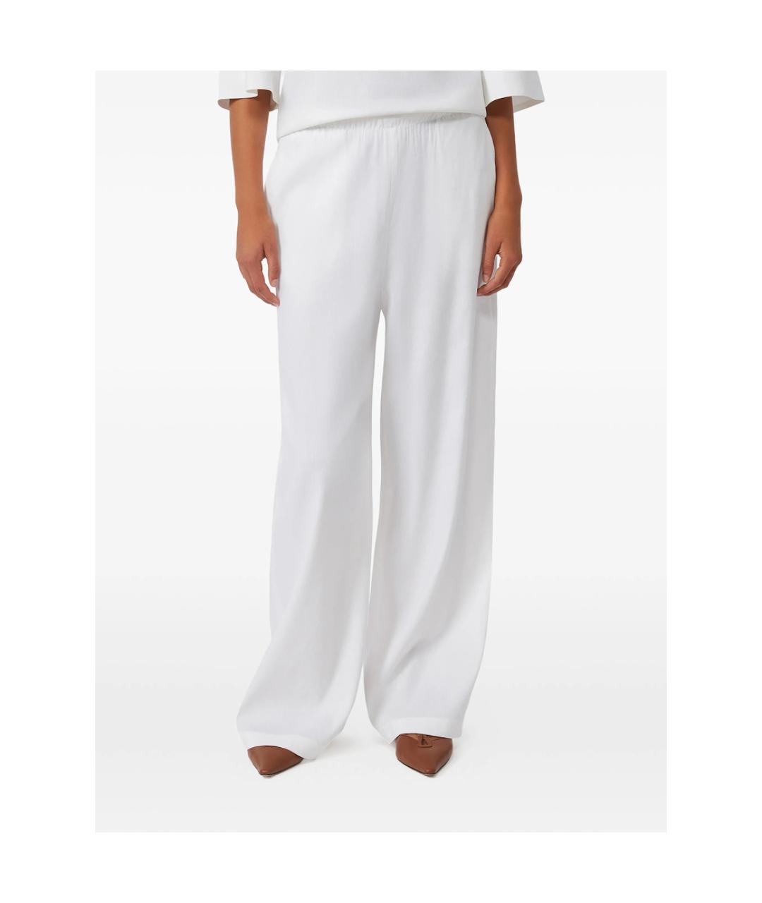 MAX MARA Белые льняные брюки широкие, фото 3
