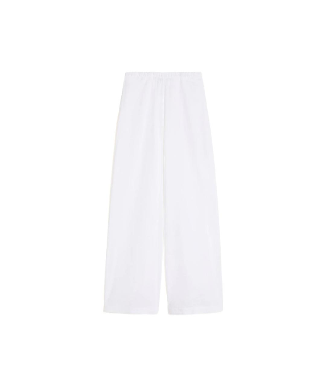 MAX MARA Белые льняные брюки широкие, фото 1