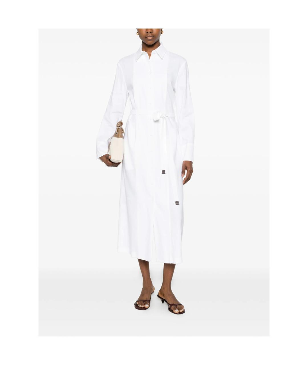MAX MARA Белое льняное повседневное платье, фото 3