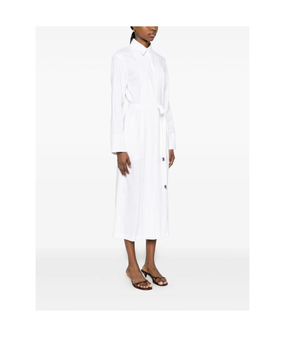 MAX MARA Белое льняное повседневное платье, фото 5