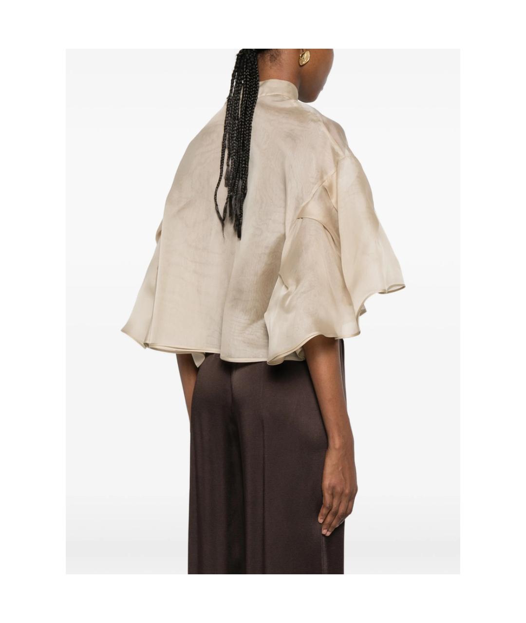 MAX MARA Бежевая шелковая рубашка, фото 4