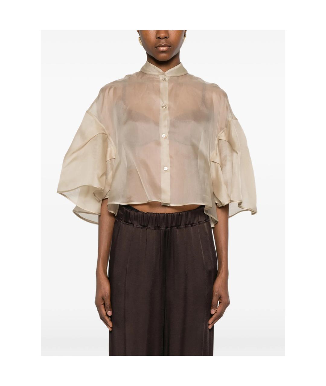 MAX MARA Бежевая шелковая рубашка, фото 5