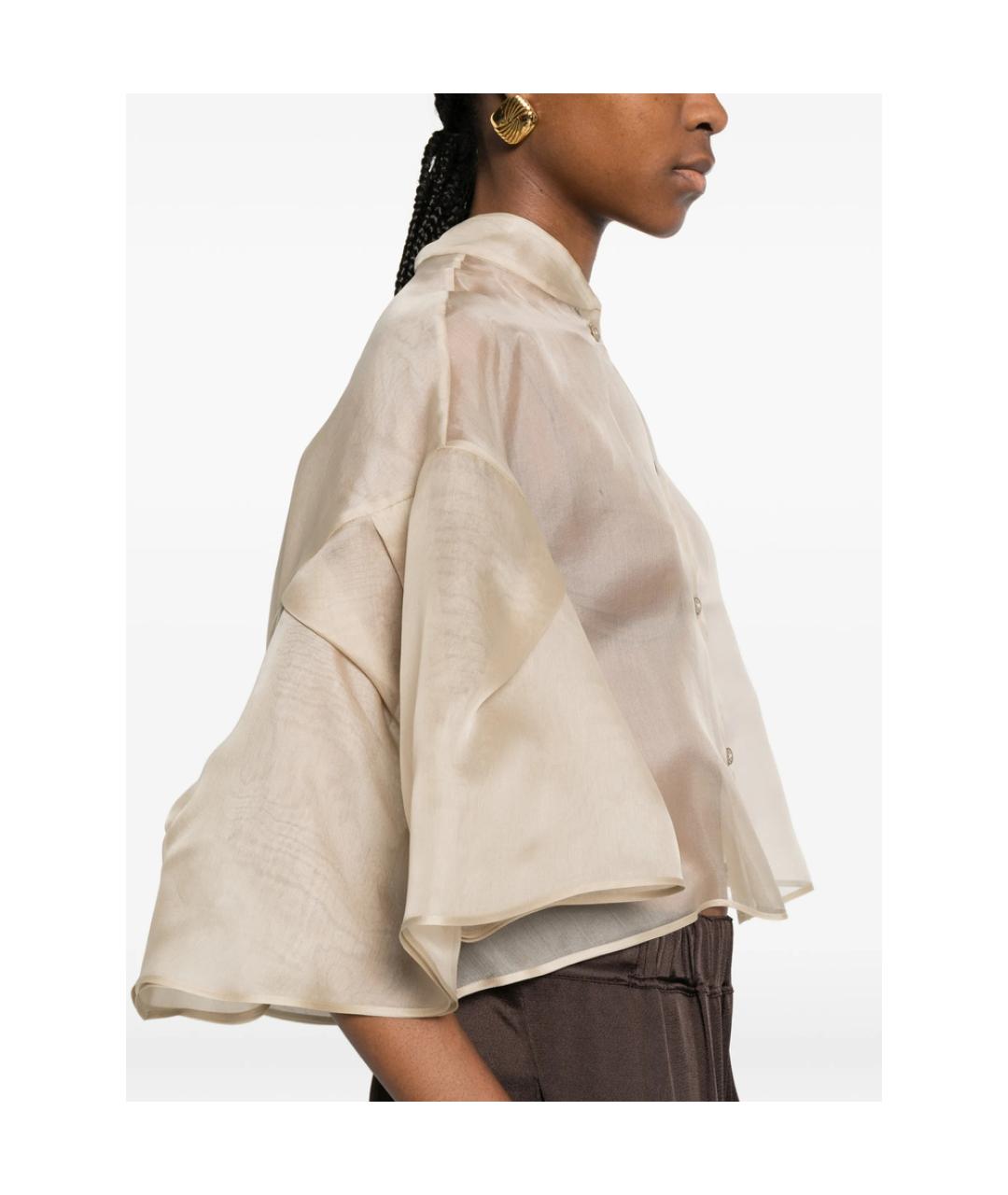 MAX MARA Бежевая шелковая рубашка, фото 2
