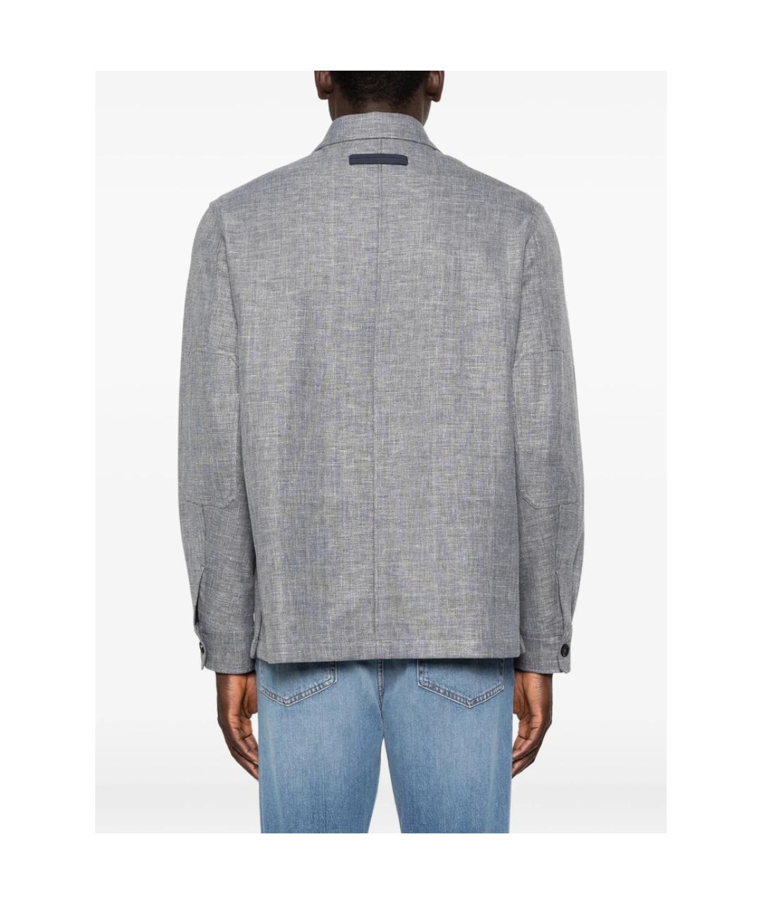 ZEGNA Серая шерстяная классическая рубашка, фото 4