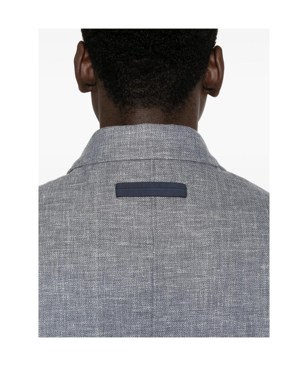 ZEGNA Серая шерстяная классическая рубашка, фото 3