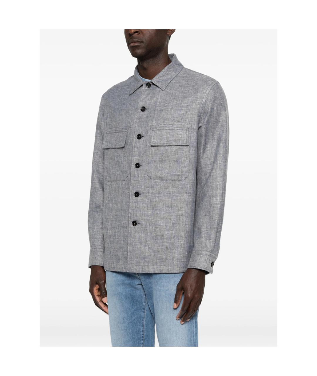 ZEGNA Серая шерстяная классическая рубашка, фото 5