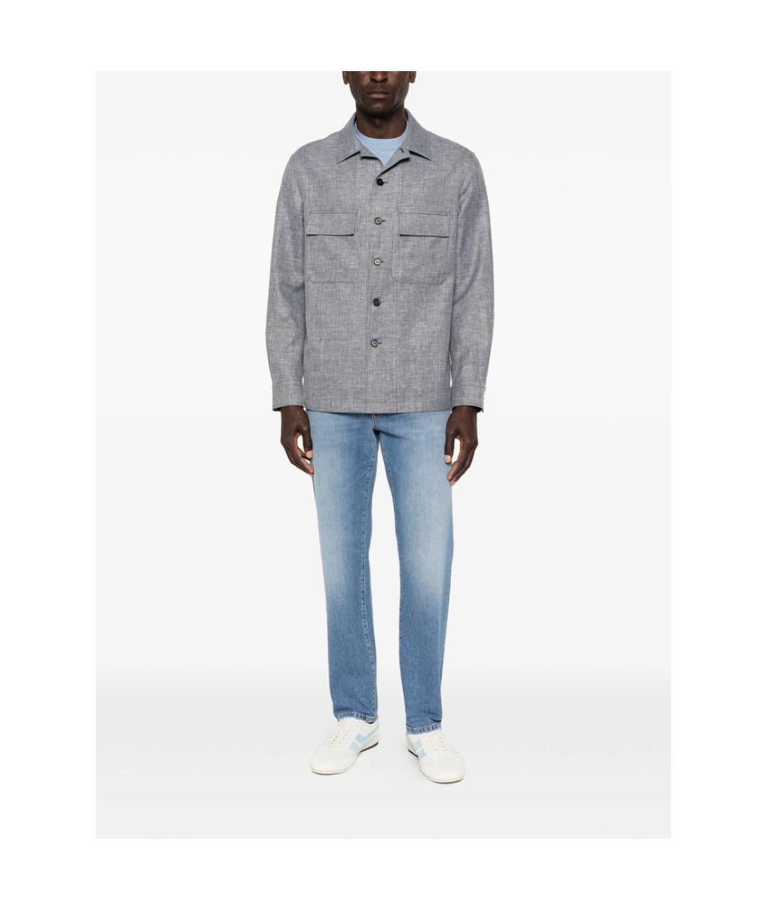 ZEGNA Серая шерстяная классическая рубашка, фото 2