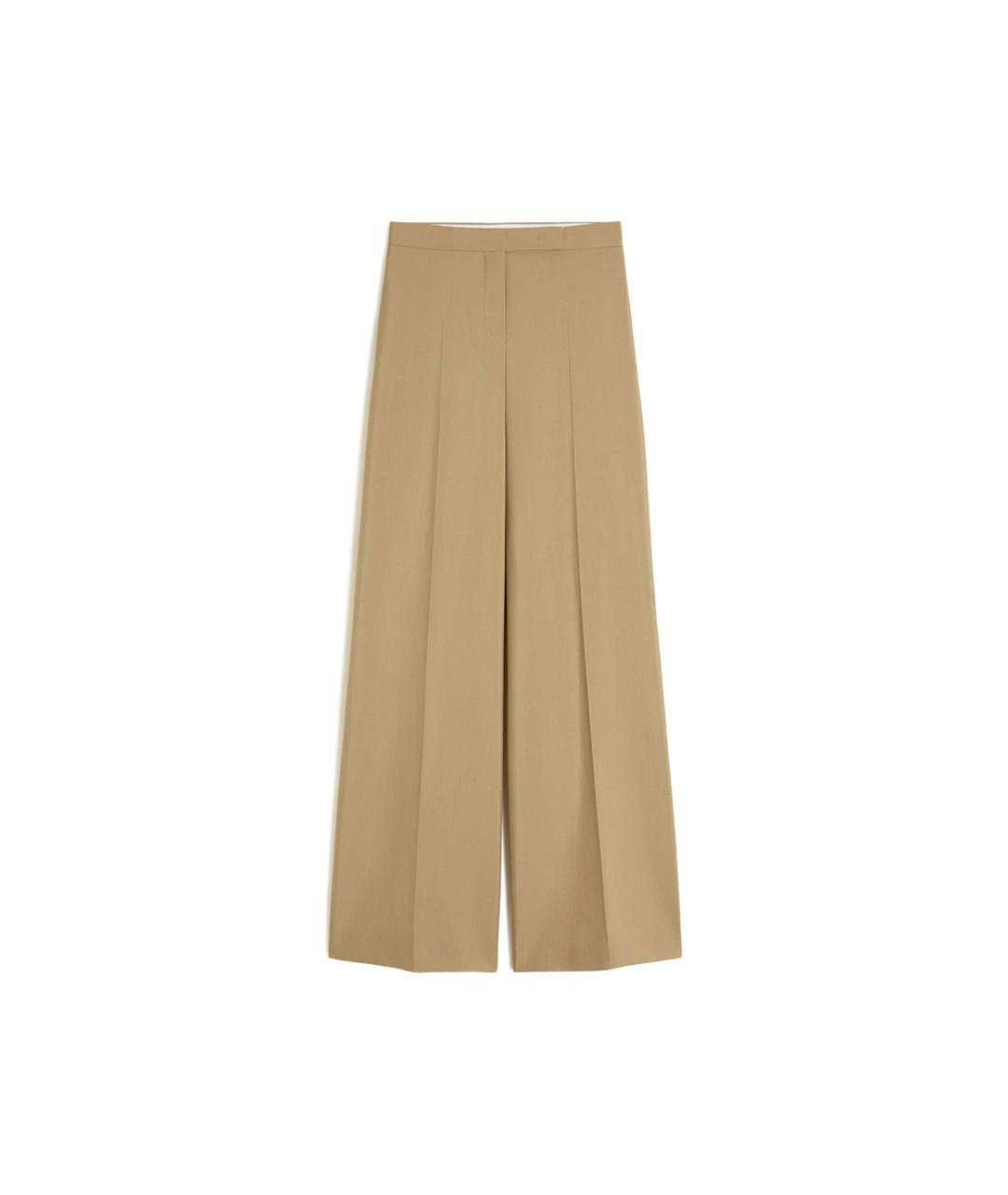 MAX MARA Бежевые шерстяные прямые брюки, фото 1