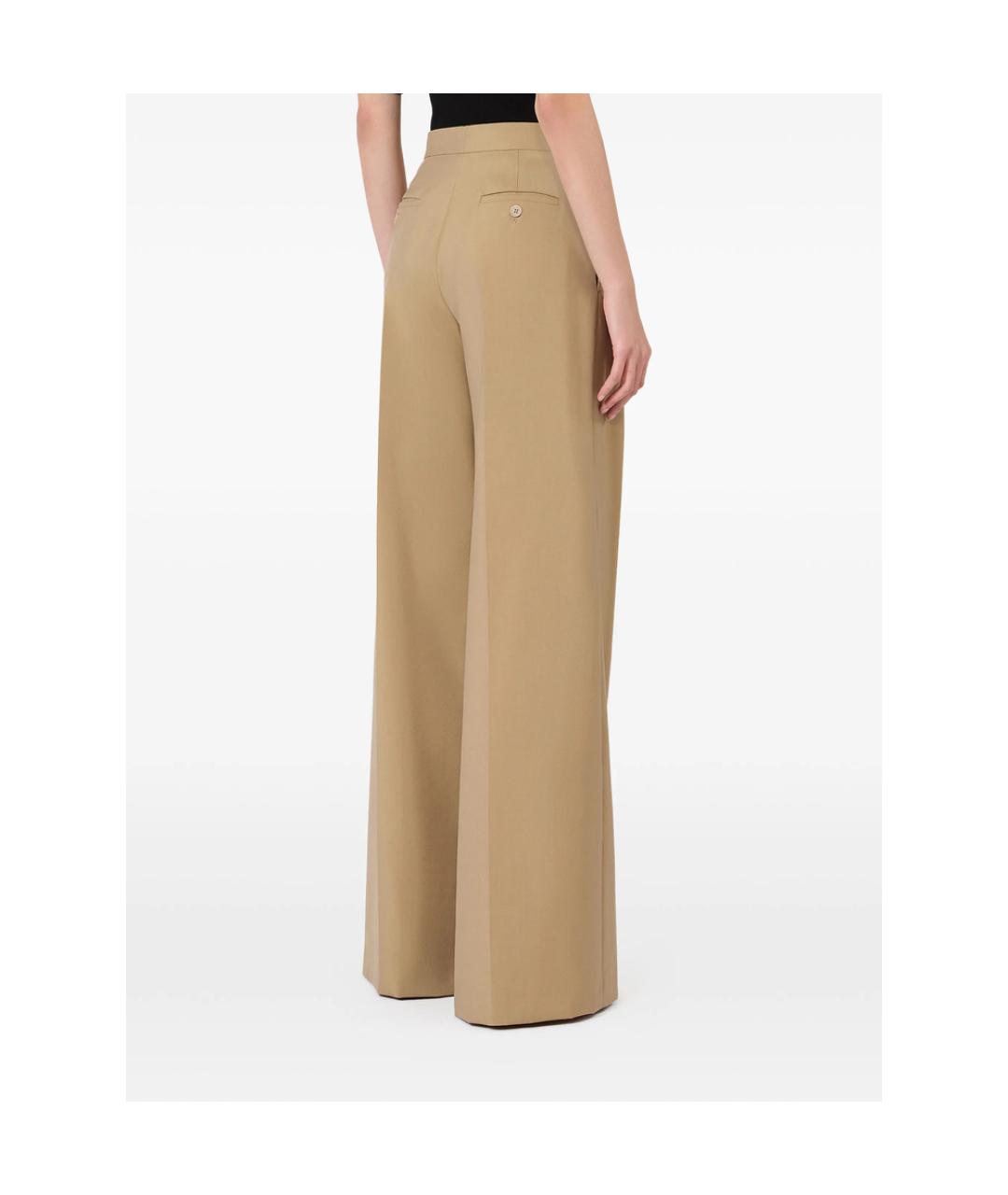 MAX MARA Бежевые шерстяные прямые брюки, фото 2