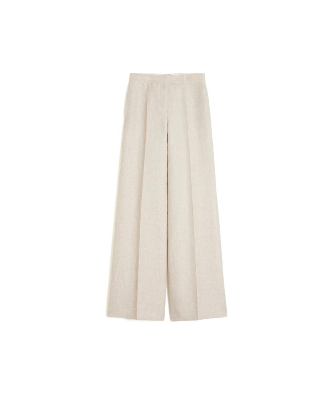 MAX MARA Бежевые льняные брюки широкие, фото 1