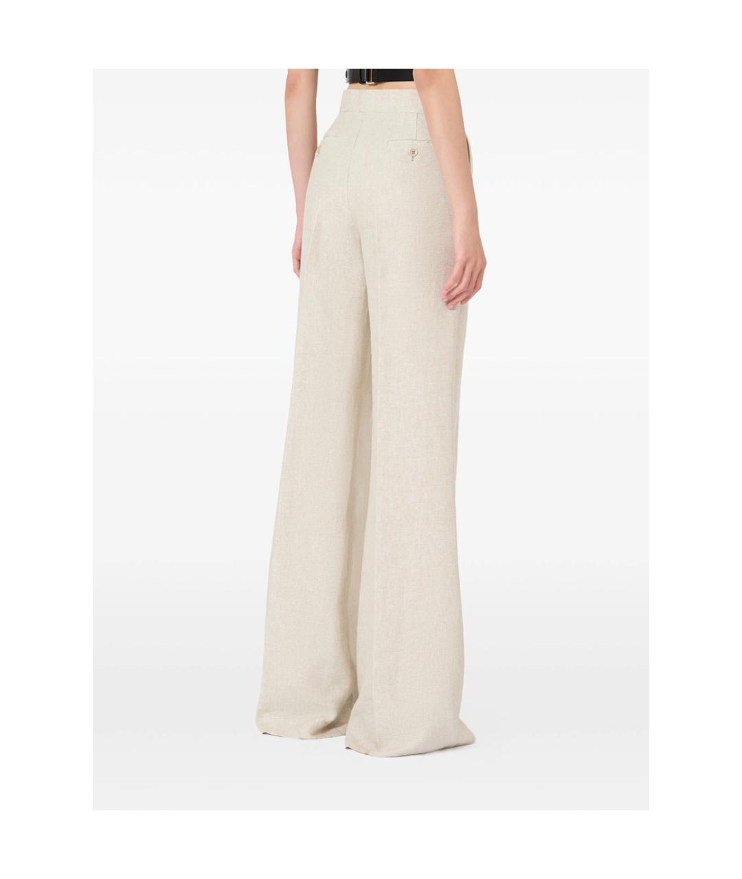 MAX MARA Бежевые льняные брюки широкие, фото 2