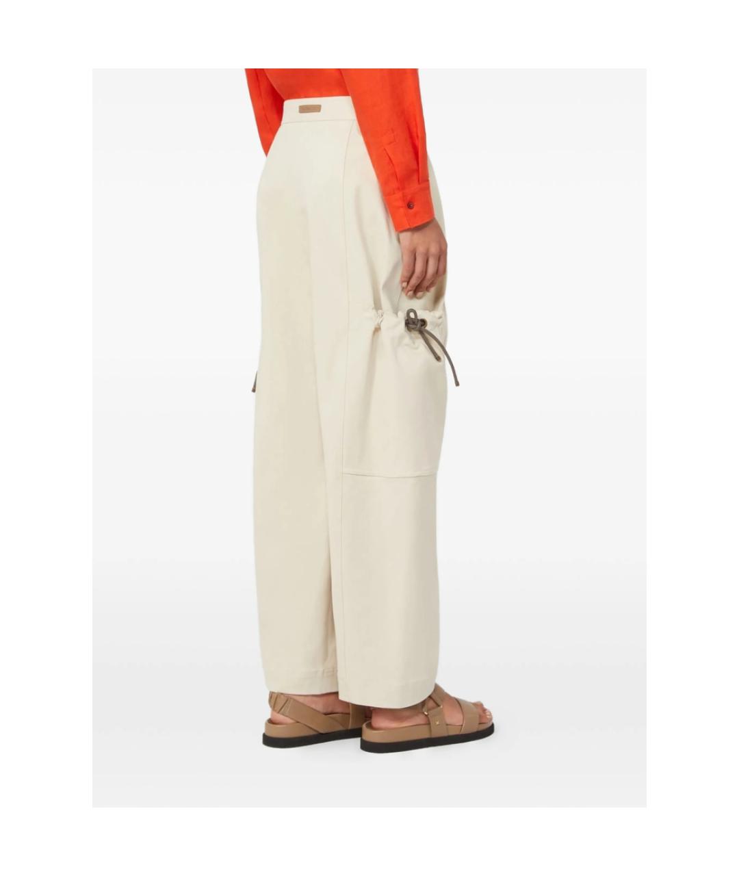 MAX MARA Бежевые хлопковые прямые брюки, фото 4