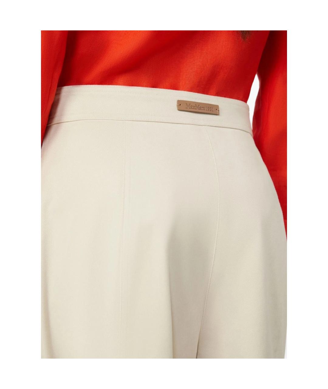 MAX MARA Бежевые хлопковые прямые брюки, фото 3