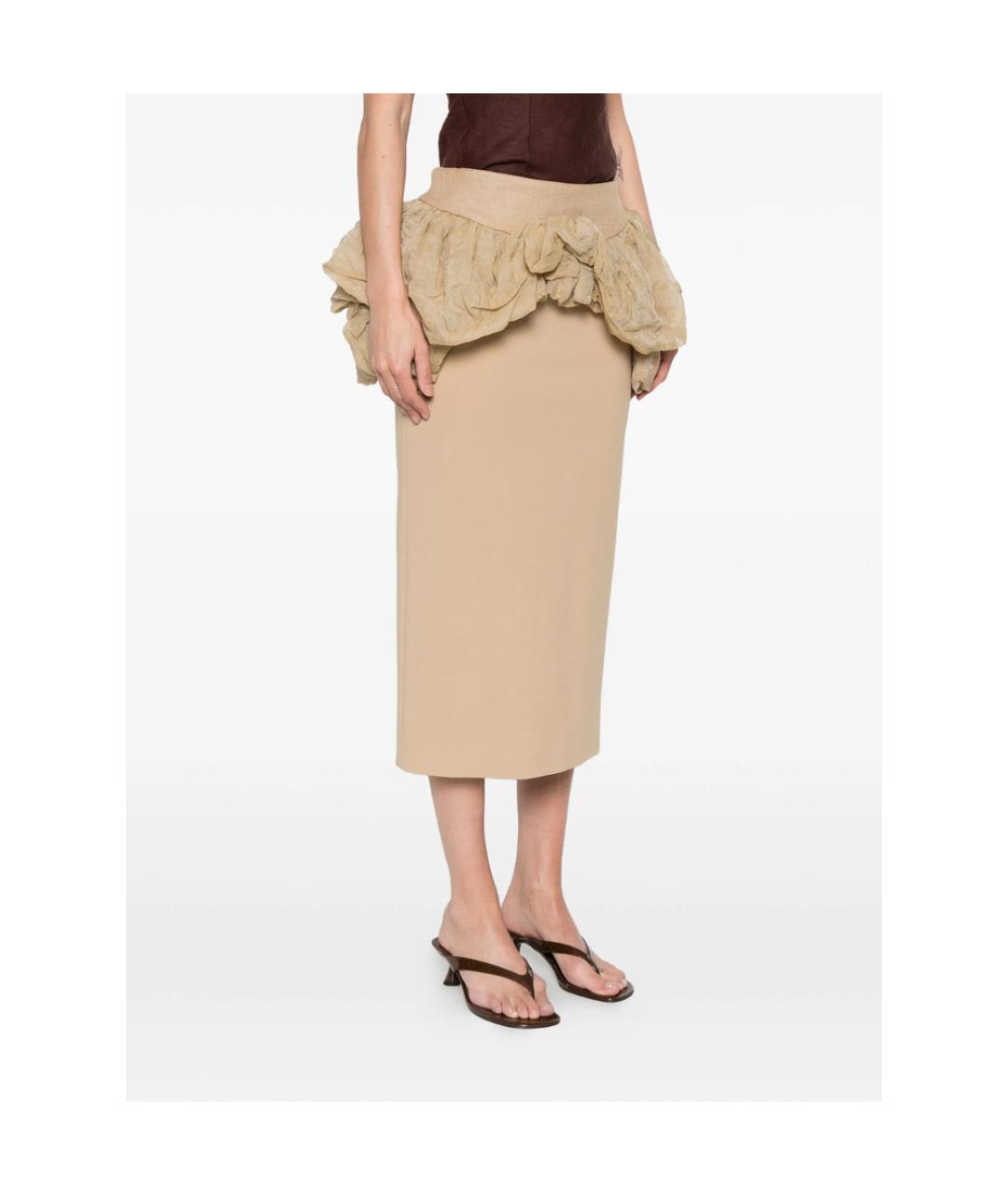 MAX MARA Бежевая льняная юбка миди, фото 2