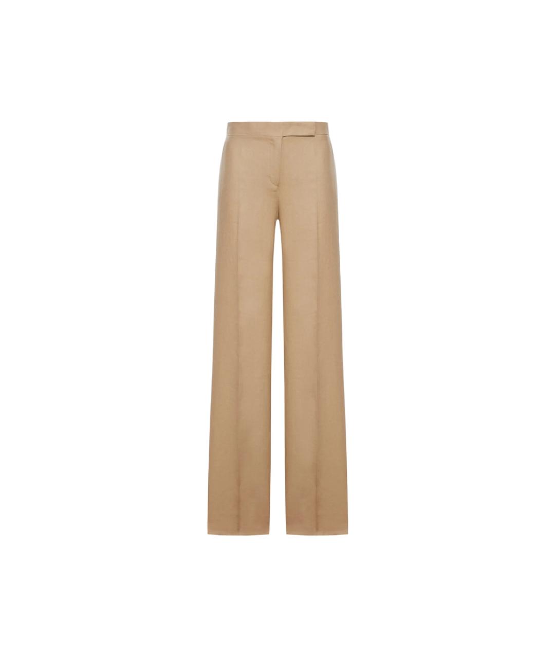 MAX MARA Бежевые льняные брюки широкие, фото 1