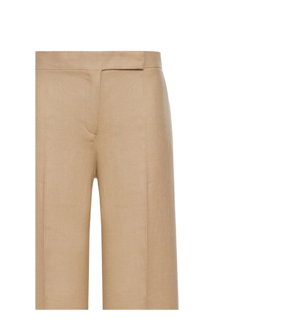 MAX MARA Бежевые льняные брюки широкие, фото 2