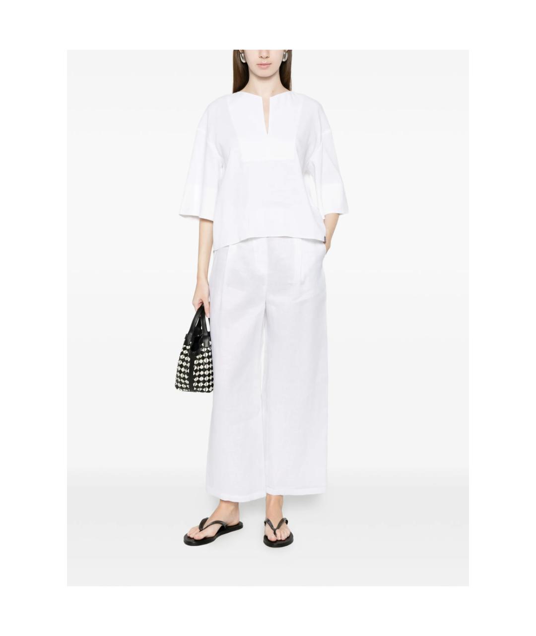 MAX MARA Белая льняная блузы, фото 5