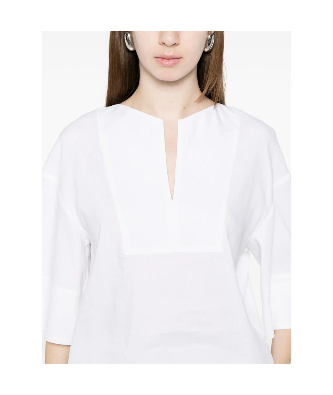 MAX MARA Белая льняная блузы, фото 2