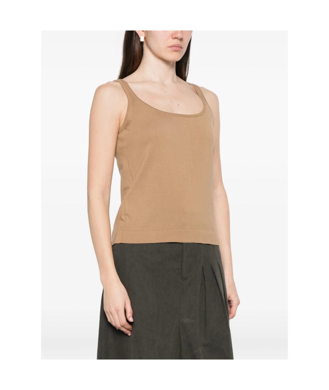 MAX MARA Бежевая хлопковая майка, фото 4