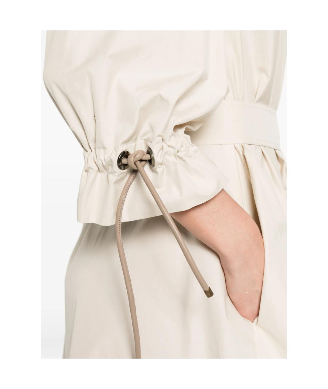 MAX MARA Белое хлопковое повседневное платье, фото 3