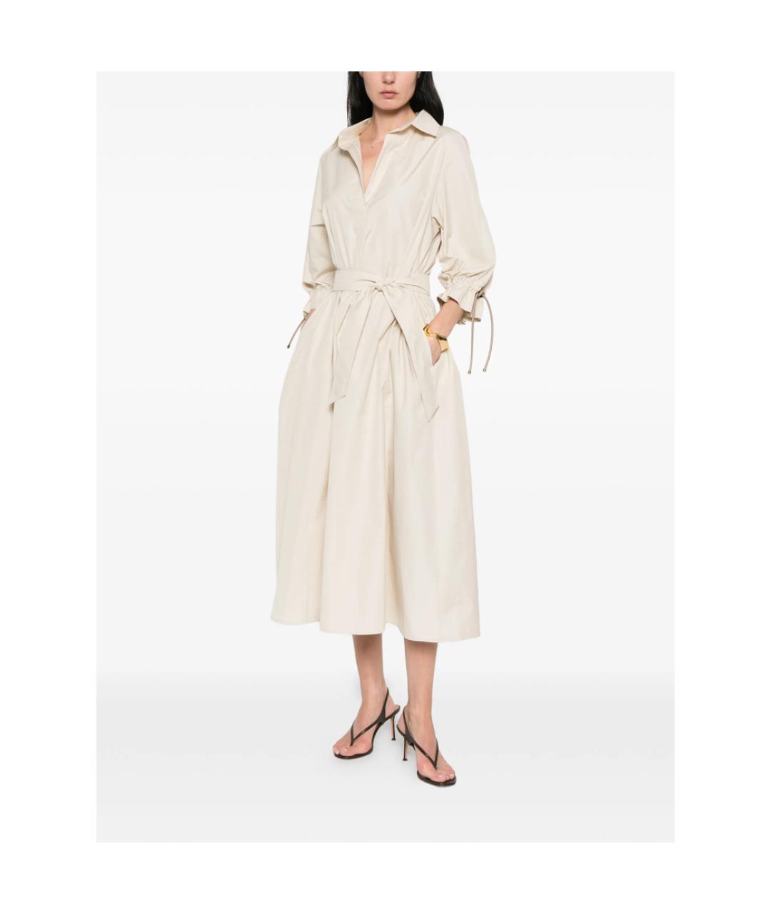 MAX MARA Белое хлопковое повседневное платье, фото 5