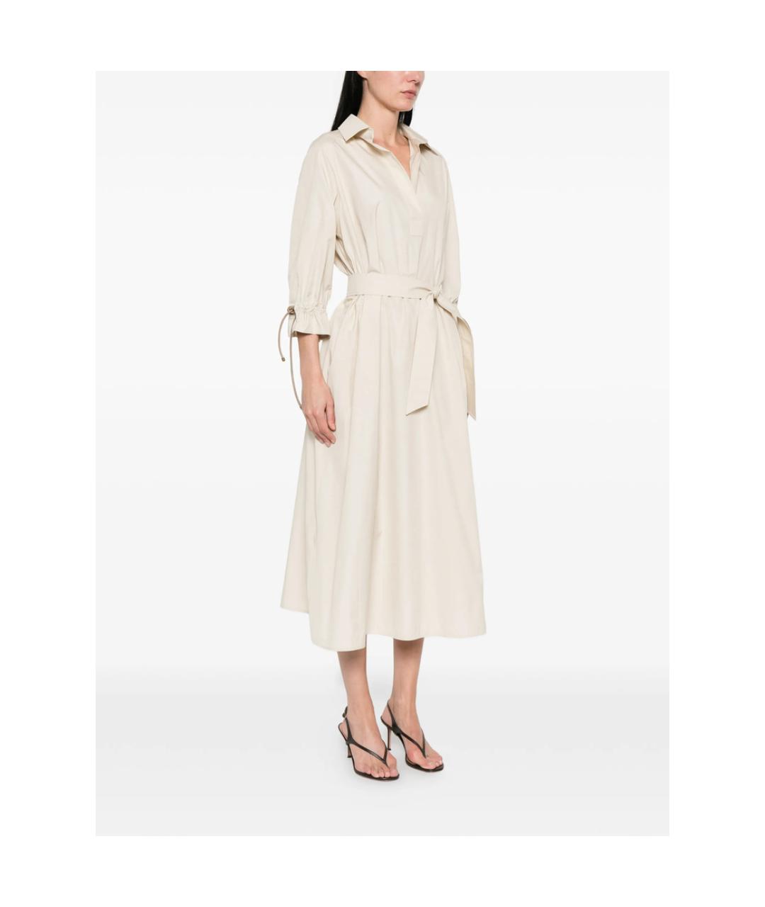 MAX MARA Белое хлопковое повседневное платье, фото 4