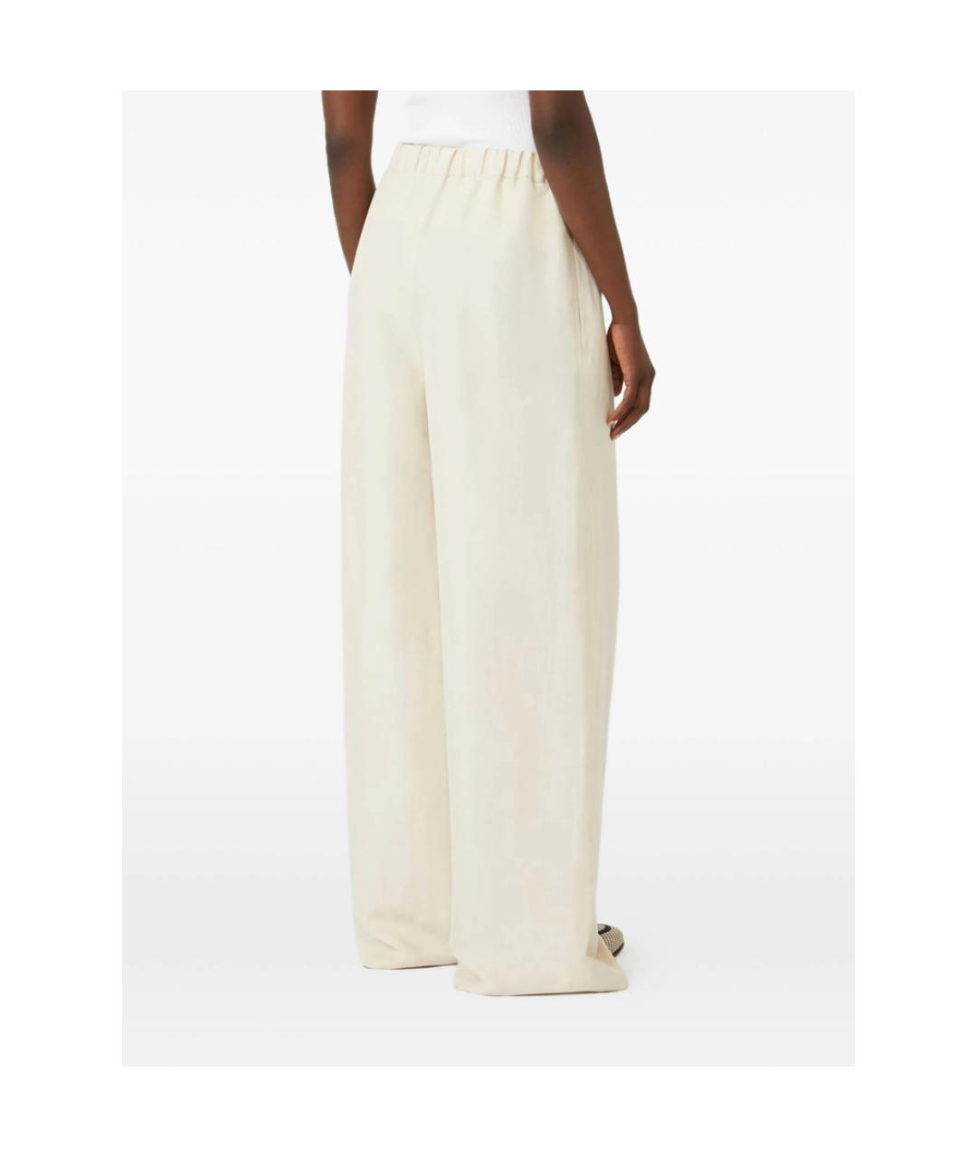 MAX MARA Белые льняные брюки широкие, фото 2
