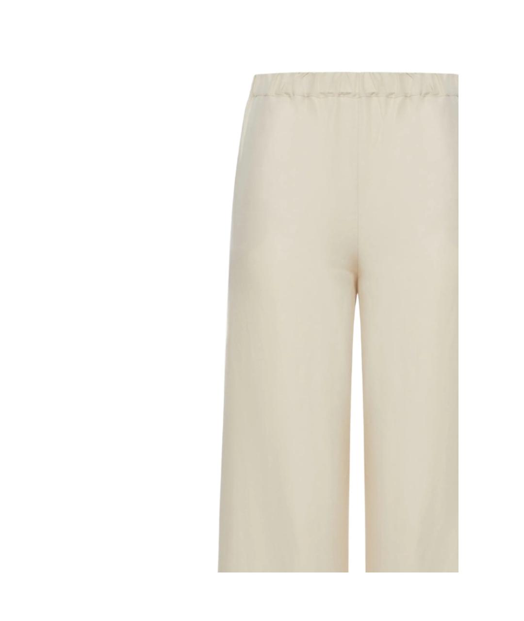 MAX MARA Белые льняные брюки широкие, фото 3