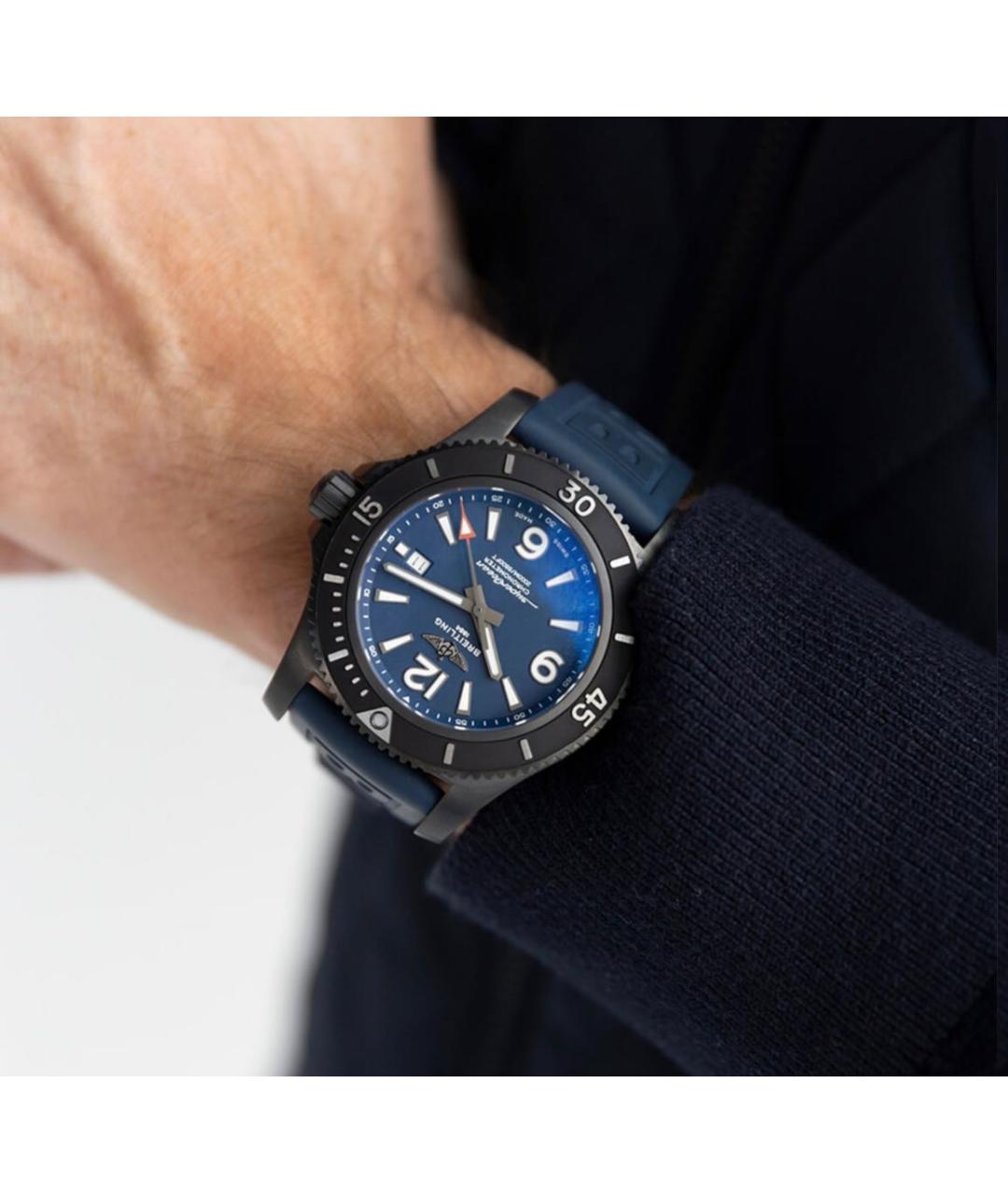BREITLING SUPEROCEAN Темно-синие стальные часы, фото 4