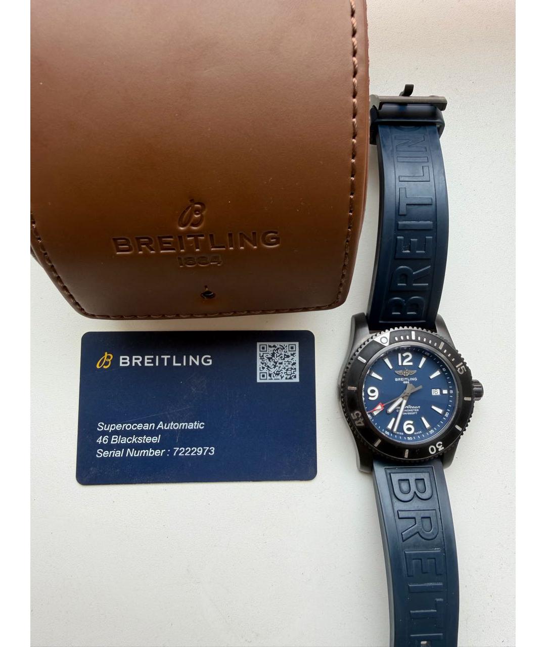 BREITLING SUPEROCEAN Темно-синие стальные часы, фото 5
