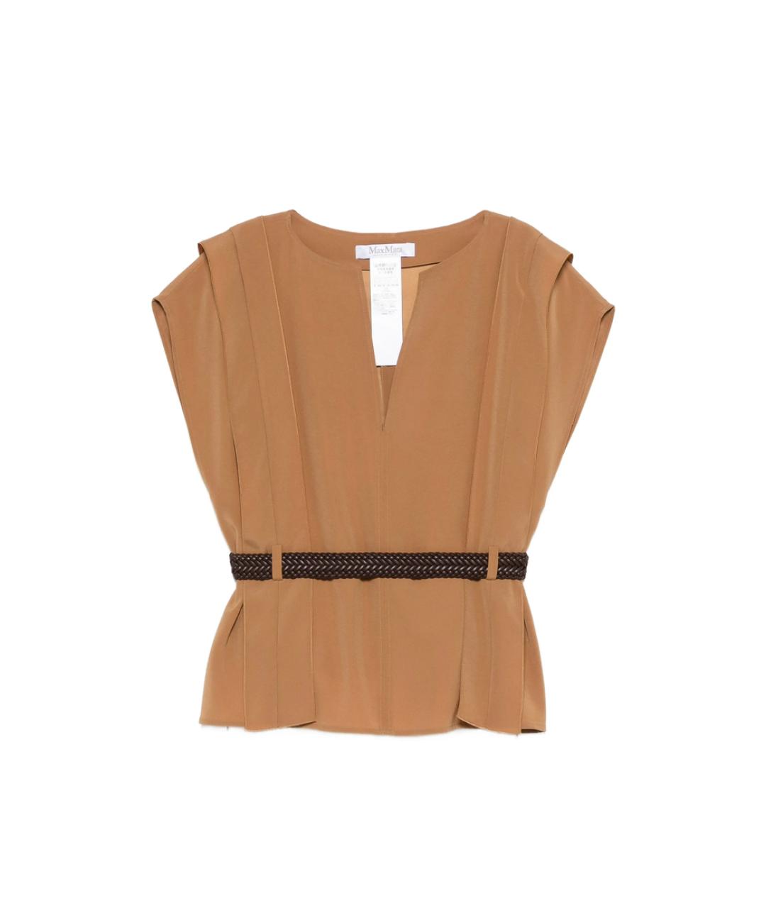 MAX MARA Горчичная полиэстеровая блузы, фото 1